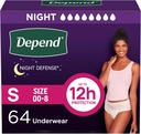 Depending Night Defense Voksenbleer, Inkontinens & Postpartum Blake Læbe Undertøj til kvinder, Disponibel, Overnatning, Lille, Blush, 64 Greve (4 pakker af 16), Packaging May Vary