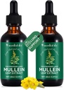 2 stk Organic Liquid Mullein Extract Supplement for Lungs Health - Vegan, Ingen tilsætningsstoffer Bronchial Rengøring til sundhedsstøtte - 2 fl oz Mullein Drops