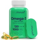 Omega 3 Fish Oil 1000mg - med høj EPA & DHA, 120 Softgels, Fedtsyrer supplement til kognitiv funktion, fra laks, 4-måned levering, GMP Certified, Made in USA