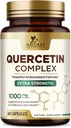 Quercetin Supplement 1000mg - Natural, Plant- Based Support for Immunum, Cellular, Respiratoriske & Sæsonforandringer - Extra Strength Quercetin Dihydrat fra Sophora Japonica - 60 Veggie Kapsler