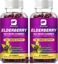 (2 Pack Elderberry Gummies & Irish Sea Moss, Organic Sambucus Elderberry Gummy med Seamoss, Zink, C-vitamin, D3, Multivitamin Elderberry Vitamin - sukkerfri