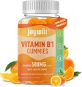 Vitamin B1 Gummies 500mg, Chewable Thiamine B1 Supplement for Adults, with 600mg Calcium Citrate, Support Nervous System, Vegan, Natural Orange Flavor