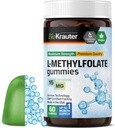 BIO KRAUTER L Methylfolat Gummies - 25 mg DFE - 60 Vegan Chews - MTHF Supplement - Folate Supplement - Folinsyre Gummies (vitamin B9) - Gelatine-fri formel