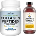 AMANDEAN Premium Liposomal Vitamin C & Bovine Collagen Peptider Bundle. Kraftig antioxidant. Liquid Quality-C. Hydrolyseret type 1 og 3. Immunstøtte. Sund hud, hår og negle