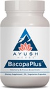 Ayush Herbs BacopoPlus - Bacopa Kosttilskud, Organic Bacopa for Memory & Focus, Cognitive Support Pill for voksne med Ginkgo, Gotu Kola, Ashwagandha - 90 Vegetariske Kapsler (1 Greve)