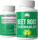 Beet Chews - Great Tasting Beets Chewables uden tilsat sukker - bedre end gummies. Indeholder Organic Beet Root Extract. Vegan, Zero Gluten Beetroot Total supplement til hjerte, kredsløb, BP