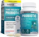 Balance One Probiotic for Women & Men - Time- Release Tablets for 15x Survivability - 12- Strain Formel med L. Plantarum & L. Acidophilus - Gut & fordøjelsessygdomme Support - 60 tabletter