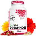 Plantvital D Mannose Kapsler med Cranberry - D- mannose 1000mg Kapsler - Høj potens for Brege, Nyre og Urinary Tract Support. Tranebær pulver med Hibiscus og Mælkebøtte. 2 Måneders forsyning