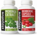 STAY ALIVE Moringa and Berberine Bundle with Ceylon Cinnamon and Bitter Gourd Extract, 240 Vegan Pills, Non-GMO & Gluten Free Berberine HCL Supplement