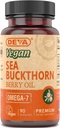 DEVA Vegansk Hav Buckthorn, Berry Oil 500mg, Cold- presset, Uraffineret, Rich in Omega- 7, 90 Kapsler, 1- Pack
