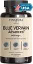 VINATURA Blue Vervain Advanced with Ashwagandha - 1400mg per serv, Blue Vervain Capsules, Blue Vervain Tea Alternative, Brain Health, Stress Relief, Ashwagandha Supplements - 60 Capsules