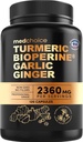 4-in-1 Gurkemeje og hvidløg Kosttilskud med BioPerine - 2360mg Gurkemeje Ingefær Root Kapsler med hvidløg - Høj potens Herbal Blend (120 ct)