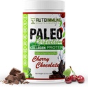 Paleo Perfection Cherry Chocolate Grass Fed Beef Collagen Protein Powder with Stevia - Paleo, Keto, SCD, AIP Protein Powder w / Apple Fiber, Carrot & Broccoli - 300g Protein Powder & Superfood Blend