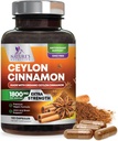 Organic Ceylon Cinnamon Supplement 1800 mg - Certificeret Organic Ceylon Cinnamon Powder Pills - Energy & Heart Support for Women & Men, Flasket i USA, Antioxidant, Gluten Free, Non- GMO - 120 Kapsler
