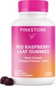 Pink Stork Red Raspberry Leaf Gummies - Tredje Trimester Labor Prep + Postpartum Mood Essentials med Aften Primrose Oil + Black Cohosh - 60 Vegansk Gummy Kosttilskud, Non- GMO