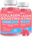Collagen Boosting Gummies, Vegan Collagen Gummies til kvinder med L- Lysin, Amla, Biotin, C-vitamin, A, E, Collagen Booster Gummies Supplement til hår hud negle