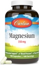 Carlson - Magnesium, 350 mg, Kardiovaskulær Support, Muskelfunktion & Nerve Sundhed, 180 kapsler
