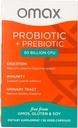 Omax Prebiotic & Probiotic 50 Millioner CFU + Chicory Inulin, 10 Strops, Reduce Bloating, fordøjelse, SIBO, Leaky Gut, Vaginal pH, Acidophilus, Vegan, Dairy Free, Gluten Free, Blister pakket