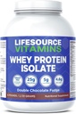 LifeSource Vitamins 6 lb - US Dairy Cows Grass Fed Whey Protein Isolate - Double Chocolate Fudge sweetened w/Stevia