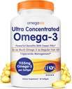 OmegaVia Ultra Concentrated Omega 3 Fish Oil Burpless, 60 Softgel, Triple Strength Omega 3 Fish Oil Supplements, 1135 mg Pure Omega3, No Fishy Burps, High EPA DHA DPA, IFOS 5-Star