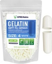 XPRS Nutra Size 4 Empty Capsules - 100 Count Small Empty Gelatin Capsules - Pills DIY Capsule Filling - Fillable Pure Bovine Pill Gel Caps for Do-It-Yourself Supplements (White)