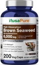 NusaPure Brown Seaweed 30:1 Extract, 200 mg Equivalent to 6,000 mg 200 Veggie Capsules - (Vegan, Non-GMO Bioperine)