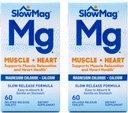 SlowMag Mg Muscle + Heart, Supports Muscle Relaxation and Heart Health. Magnesium Chloride + Calcium, Slow-Release Tablets, Easy to Absorb and Gentle on The Stomach. 60 Count (Pack of 2)