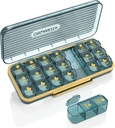 Pill Organizer 3 gange om dagen, 7 dage om dagen Pill Box 3 gange om dagen - Acedada Weekly Vitamin Box Organizer med 7 separate beholdere, Portable Daily Medicine Planner sag for Vitamin Fish Oil Supplement, Blå
