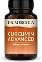 Dr. Mercola Curcumin Advanced - 500 mg Curcumin Root Extract - 95% Curcuminoids - For Vision Health, fordøjelse & fokus - Vedvarende udgivelse - Non- GMO, Gluten- Free & Soy- Free - 30 kapsler (30 Servere)
