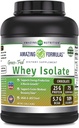 Amazing formulas Grass- Fed Whey Protein Isolate 124; 25 Grams Protein Per Serving MD124; 5 Lbs (2,26 Kg) MD124; 5,7 Grams BCAA MD124; Lavet i USA (5 Lb, Chokolade)