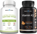Apple Cider Vinciferkapsler med The Mother Help Forbedre energi, Immunitet, fordøjelse & Metabolisme + vitamin K2 Supplement - Fuld Spectrum Vitamin K2 MK7, MK4 & Calcium - 90 kapsler