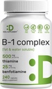 DEAL SUPPLEMENT vitamin B1 500mg med benfotiamin, 240 kapsler - 2 i 1 Forbedret formel - fedt & vand Opløselig thiamin B1 supplement - tredjepart testet, ikke-GMO, ingen gluten