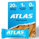 Atlas Protein Bar, 20g Protein, 1g Sugar, Clean Ingredients, Gluten Free, Vanilla Almond (12 greve, pakke med 1)