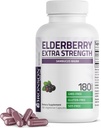 Bronson Elderberry Extra Strength, understøtter sundt immunsystem & antioxidant beskyttelse, ikke GMO, 180 vegetariske kapsler