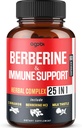 Premium Berberine tillæg med Ceylon, Ashwagandha, gurkemeje, Milk Thistle, Elderberry & Black Pepper - Understøtter immunsystemet, Kardiovaskulær & Gastrointestinal - 60 kapsler