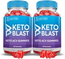 (2 Pack) Apple Cider Vinegar Gummies 1000MG Keto Blast Keto ACV Gummies Avanceret formel Formuleret med Pomegranat Beet Juice Powder B12 Vegan Non GMO 120 Gummys