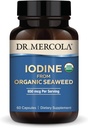 Dr. Mercola Jod fra Organic Seaweed, 650 mcg Per Servering, 30 Servering (60 kapsler), Kosttilskud, Thyroid og energistøtte, Non- GMO, USDA Organic