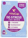 DeStress Herbal Tea Tasker af VitaCup, Relax & Chill w / Kamille, L- Theanine, Valerian Root & B Vitaminer, Koffein Free Single Serve Wellness Tea Sachet Bag, 14 ct