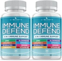 8 i 1 Immunforsvar Support, Immunitet Vitamin Supplement Booster med zink 50mg, C-vitamin Elderberry Vit D3 5000 IE, Gurkemeje Curcumin & Ingefær, Echinacea - Allergi Relief for børn voksne (2 Pack)