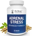 Dr. Bergs Adrenal Stress Advanced Formel - Adrenal Support Kosttilskud til Stress, Mood og energistøtte - Adrenal Kosttilskud - Cortisol Manager med Ashwagandha - 90 kapsler