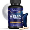 WELLUTION Hemp Oil Capsules - 120 Count - Stress & Sleep Support with Ashwagandha & Melatonin - Made in USA