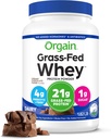 Orgain Whey Protein Powder, Creamy Chocolate Fudge - 21g Grass Fed Dairy Protein, 5g BCAA, 4g Prebiotic Fiber, Ingen Sukker Tilføjet, Ingen Tilføjet Hormon, Gluten Free, Kosher, For Shakes & Smoothies - 1.82lb