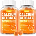 Calcium 1200 mg med D3- vitamintilskud til voksne - Calciumcitrat med vitamin D3, K2, gurkemeje, MSM for kvinder Mænd - Support Strength Muscle Immun- Sugar Free, Natural Mango Flavor