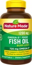 Burp- Mindre Fish Oil 1200 mg én per dag, 120 Softgels, Fish Oil Omega 3 tillæg for hjerte sundhed