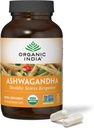ORGANISK INDIA Ashwagandha Kapsler - Organic Ashwagandha Supplement - Vegan Ashwagandha Root, Gluten- Free, Kosher, Non- GMO, Understøtter Stress Relief, energi og søvn - 180 Kapsler
