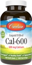 Carlson - Cal- 600, 600 mg Calcium, Knoglestøtte, Sunde tænder & Optimal Wellness, 100 Softgels