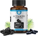 Aktiveret kul kapsler 1200 MG, 60 Veg Caps, 30- dages Premium Detox & fordøjelsesstøtte, Gas & Bloating Relief, Organic Coconut Shell Charcoal, Gut Health, USA Made.