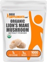 BulkSupplements.com Organic Lions Mane Mushroom Extract Powder - Lions Mane Supplement Powder, Superfood for Well- Being - Vegan, 1g per Serving, 1kg (2,2 lbs) (Pack of 1)