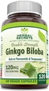 Herbal Secrets Ginkgo Biloba Double Strength Supplement | 120 Mg | 120 Veggie Capsules | Non-GMO | Gluten-Free | Made in USA