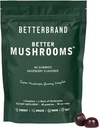 Betterbrand BetterMushrooms Nootrop Gummies - Understøtter bedre Gut Sundhed, Kognitiv funktion, Mental Klarhed med 10 Funktionelle Mushrooms - 60 Gummies - Raspberry Flavor - Pack of 1